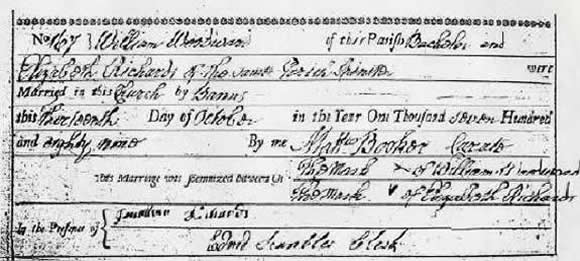Marriage record from 1789 Marriage record from 1789