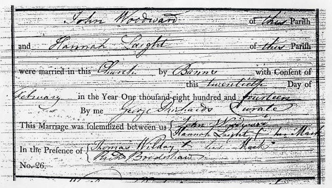 John Woodwards marriage certificate