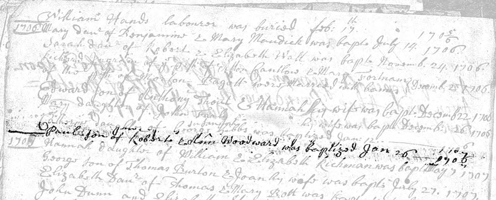 Paul Woodward Baptism Record